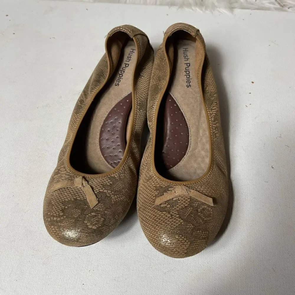 Hush Puppies golden brown iridescent wedge SZ9.5